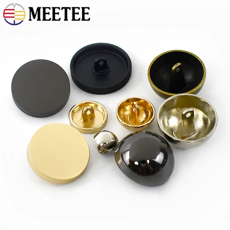 Meetee 30Pcs 10-25mm Metal Button Round Mushroom Buttons Jacket Suit Shirt Shank Buckle Coat Decoration Buckles Sewing Accessory