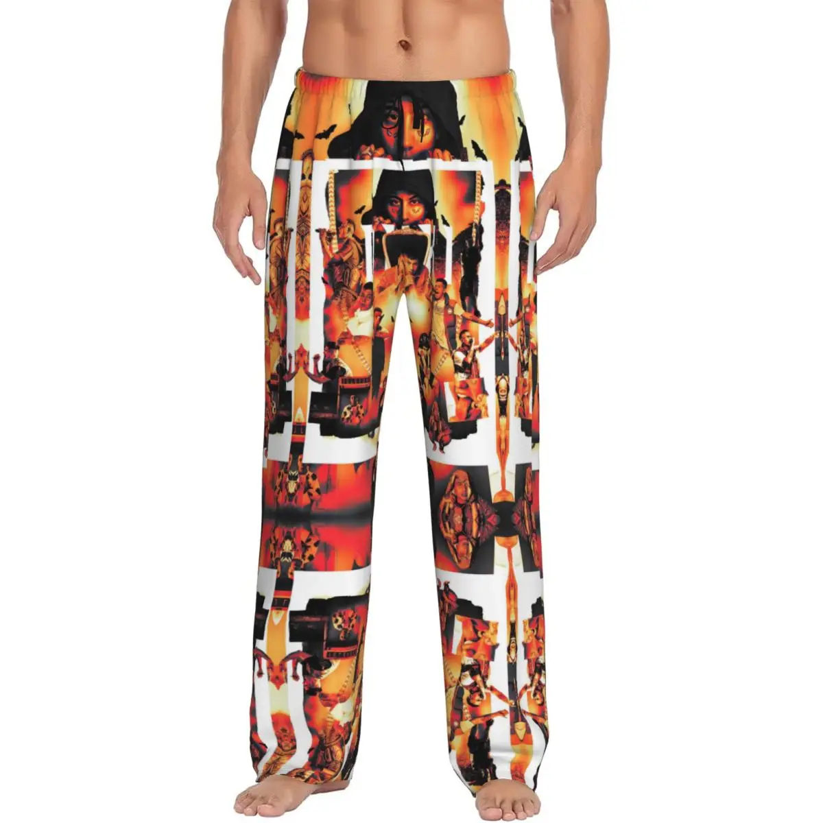 맞춤 프린트 두키 래퍼 록스타 음악 파자마 바지 남성용 수면복 바지 주머니 포함