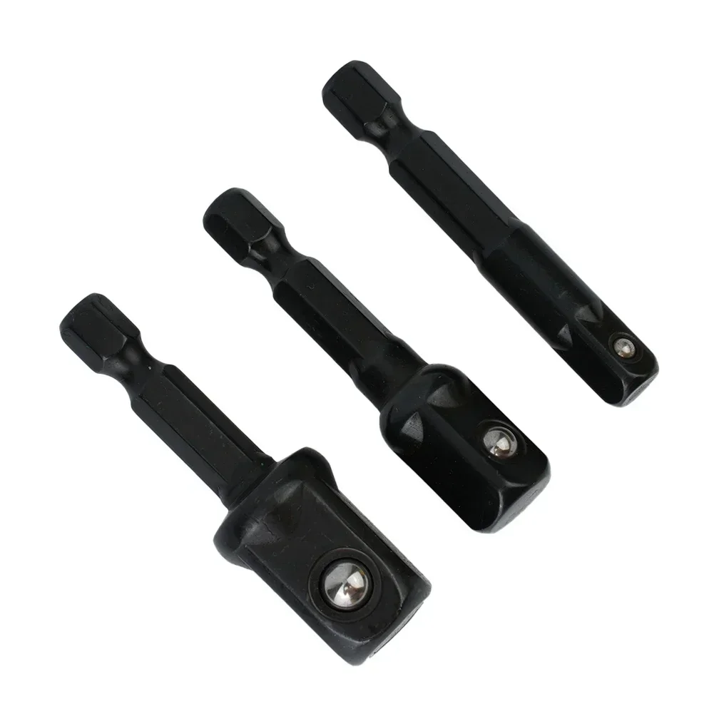 Tool Nut Driver Sockets Socket Adapter Replacement For Electric Screwdriver Tool For Screwdriver Handle 3pcs kit Black