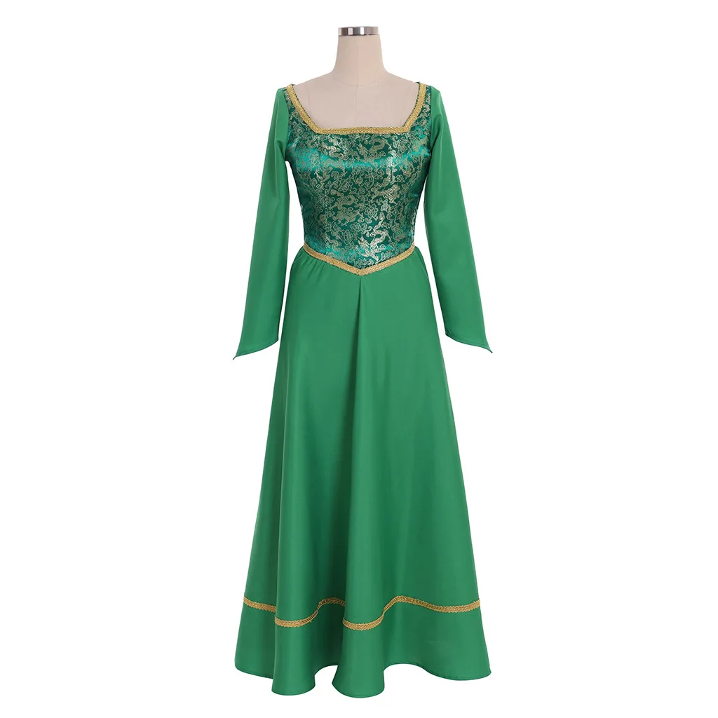 Shrek Cosplay Costumes Princess Fiona Printing Dress Women Sexy Clothes Neck Long Sleeve Dress Halloween Carnival Party Suit view 2
