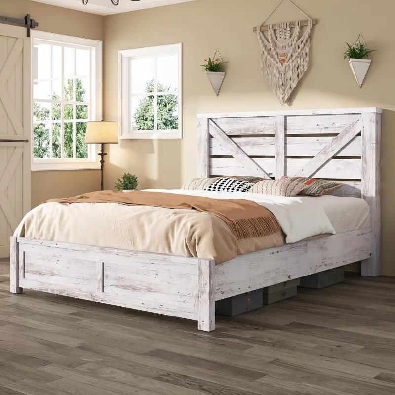 Full size farmhouse bed frame, 49.2 