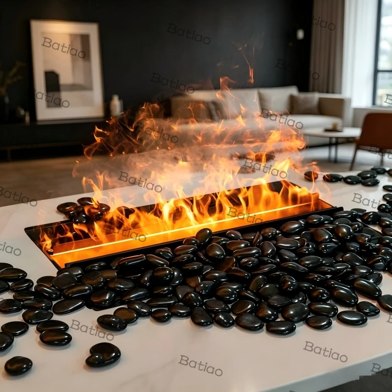 Minimalist Scandi-Style Water Mist Electric Fireplace Ultrasonic Humidifier Realistic Flame fireplace light firebox emission