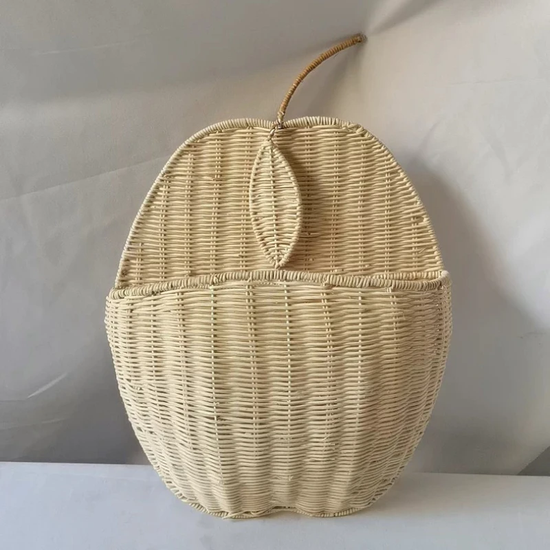 

Плетеная корзина для хранения в деревенском стиле, органайзер из ротанга ручной работы для закусок, декор в стиле фермерского дома, многофункциональный декоративный контейнер