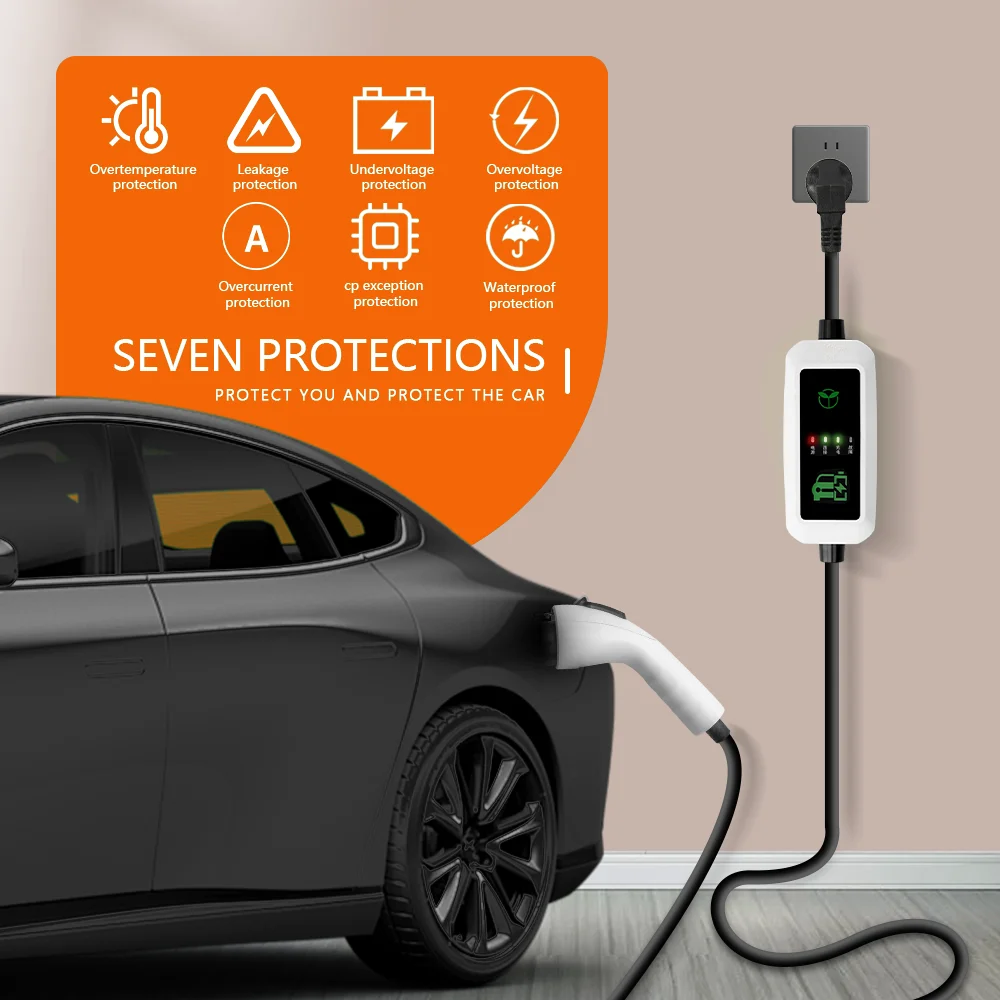 3.5KW ポータブル Type2 IEC62196-2 EV 充電器 Type1 SAE J1772 電気自動車充電器 GBT EVSE 充電ケーブル ウォールボックス GB プラグ