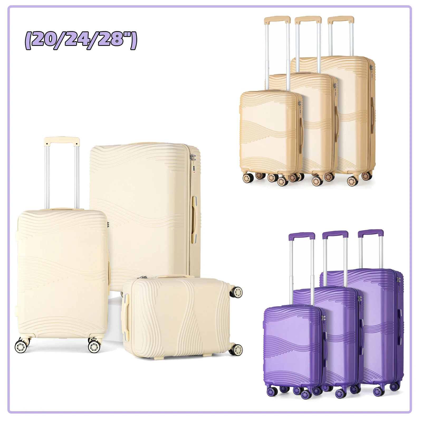 

Travel Luggage Set Family Travel Suitcase Suit Hardside Luggage with Spinner Wheels Large Capacity Luggage