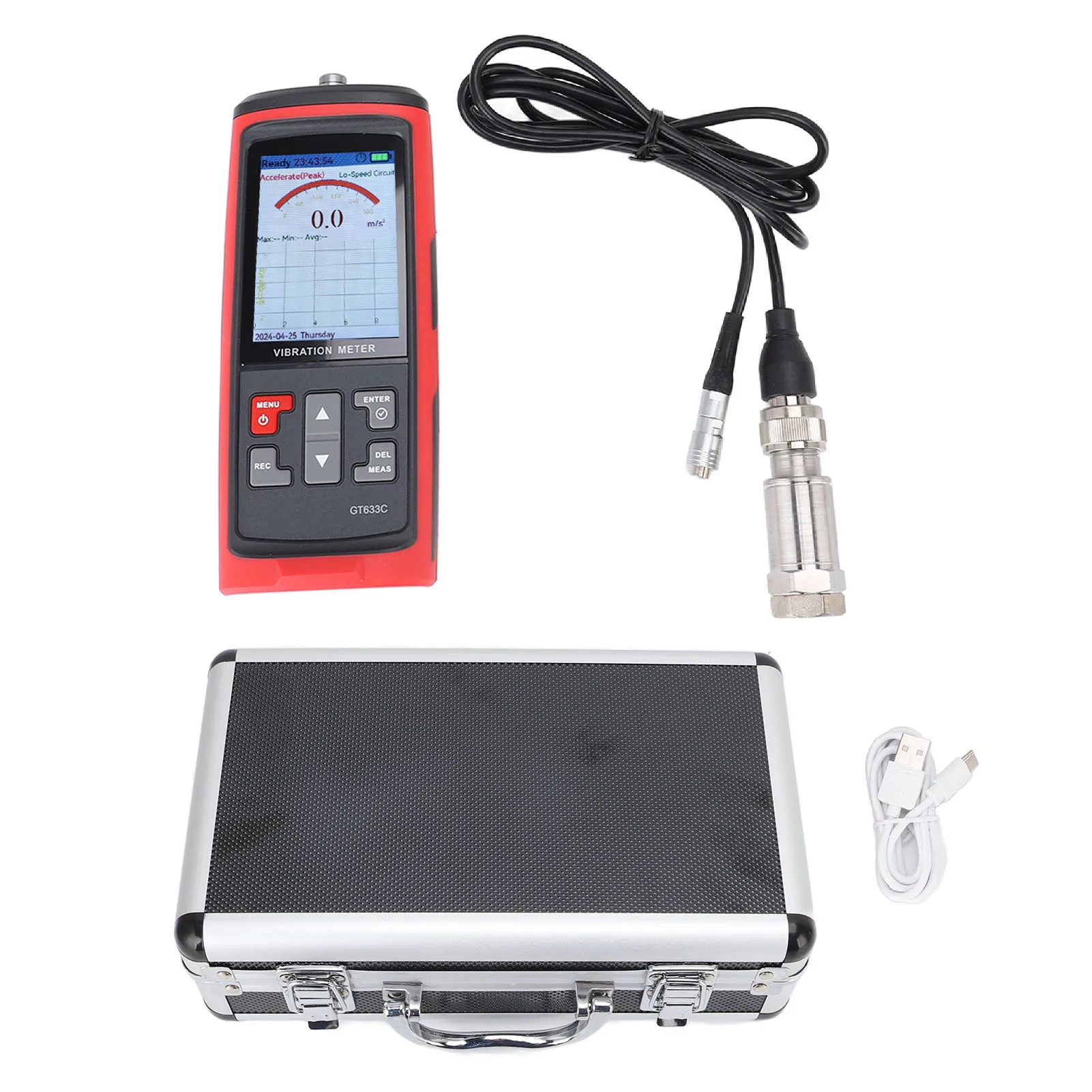 Vibration Tester Piezoelectric Accelerometer 8MB Storage LCD Digital Vibration Meter Magnetic Probe for Motor Engine Generator