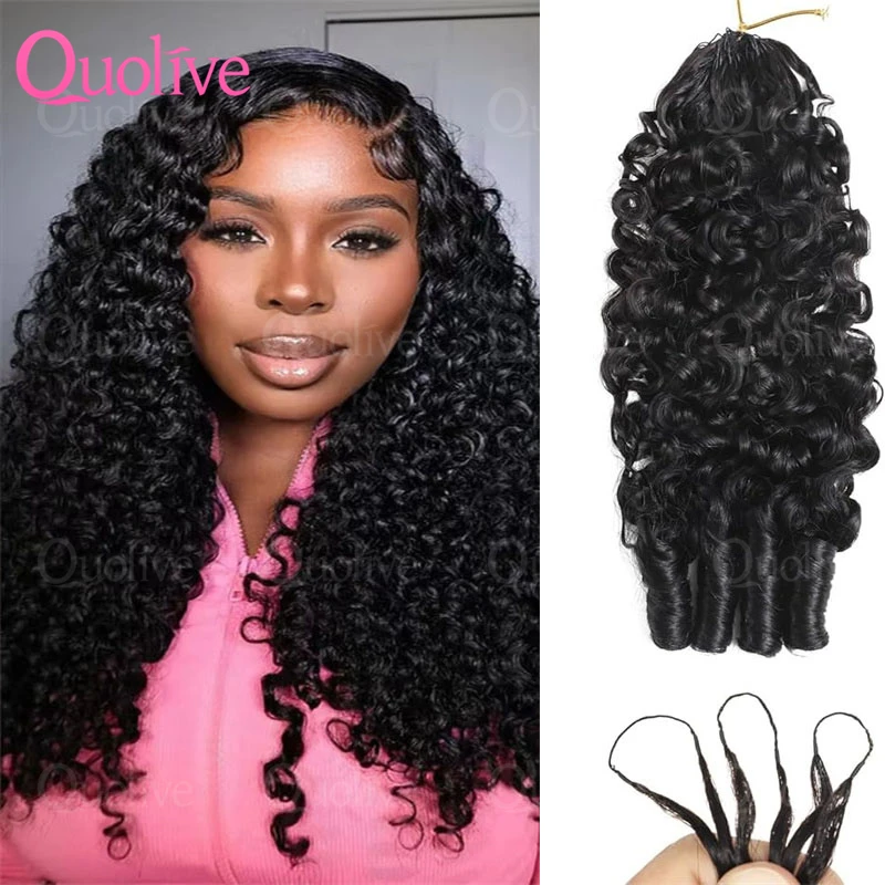 

Маленькие спиральные кудри из бирманских волос для наращивания, глубокие кудри для плетения крючком, предварительно разделенные безузловые пряди Miracle Knot Braids