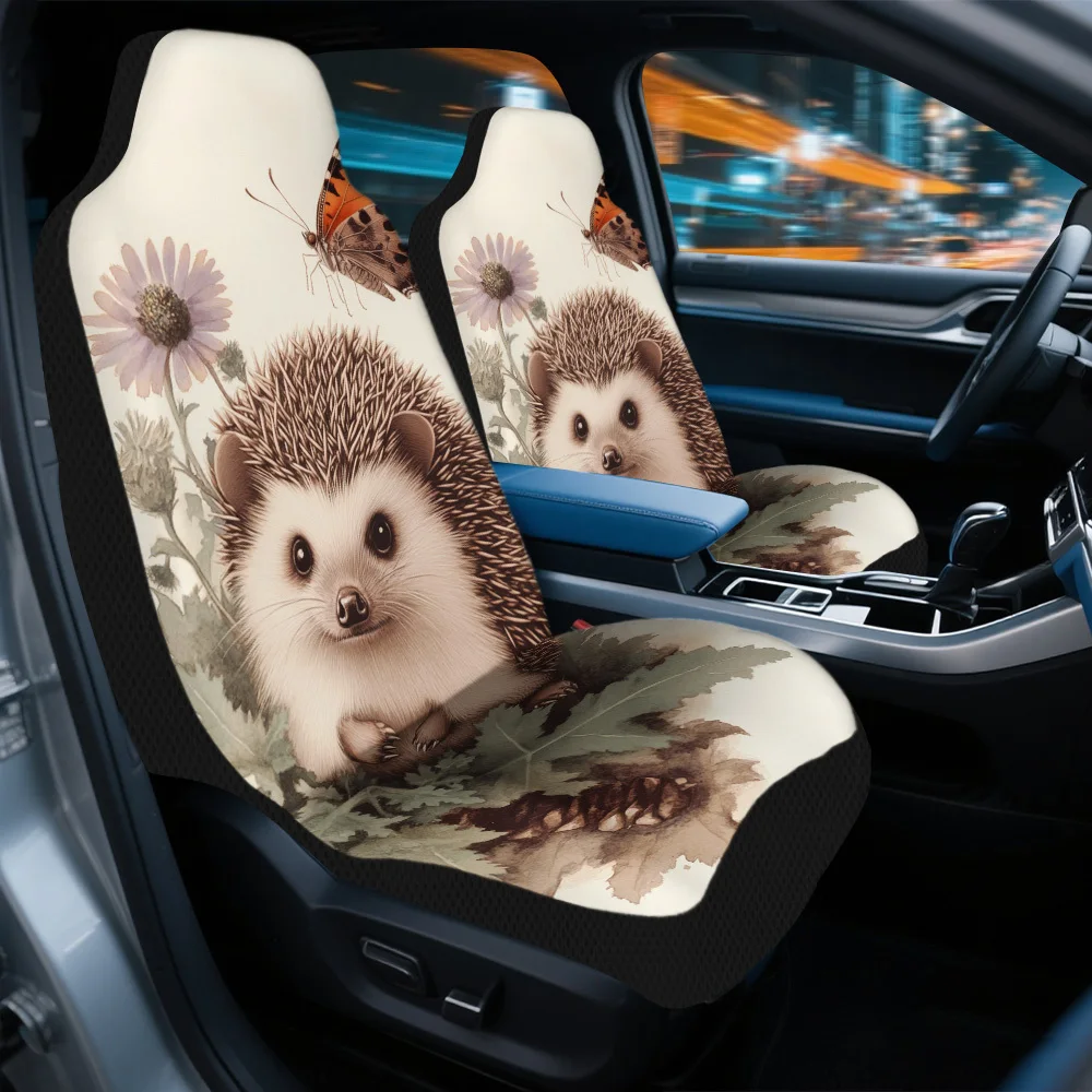 

Набор из 2 чехлов для автомобильных сидений с рисунком ежика и бабочки, совместимые с передними сиденьями, идеально подходят как для мужчин, так и для женщин, размер S.