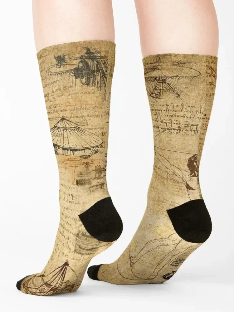 Leonardo da Vinci The Vitruvian Man (edited) Socks Hiking boots winter snow funny sock Men Socks Luxury Brand Women's