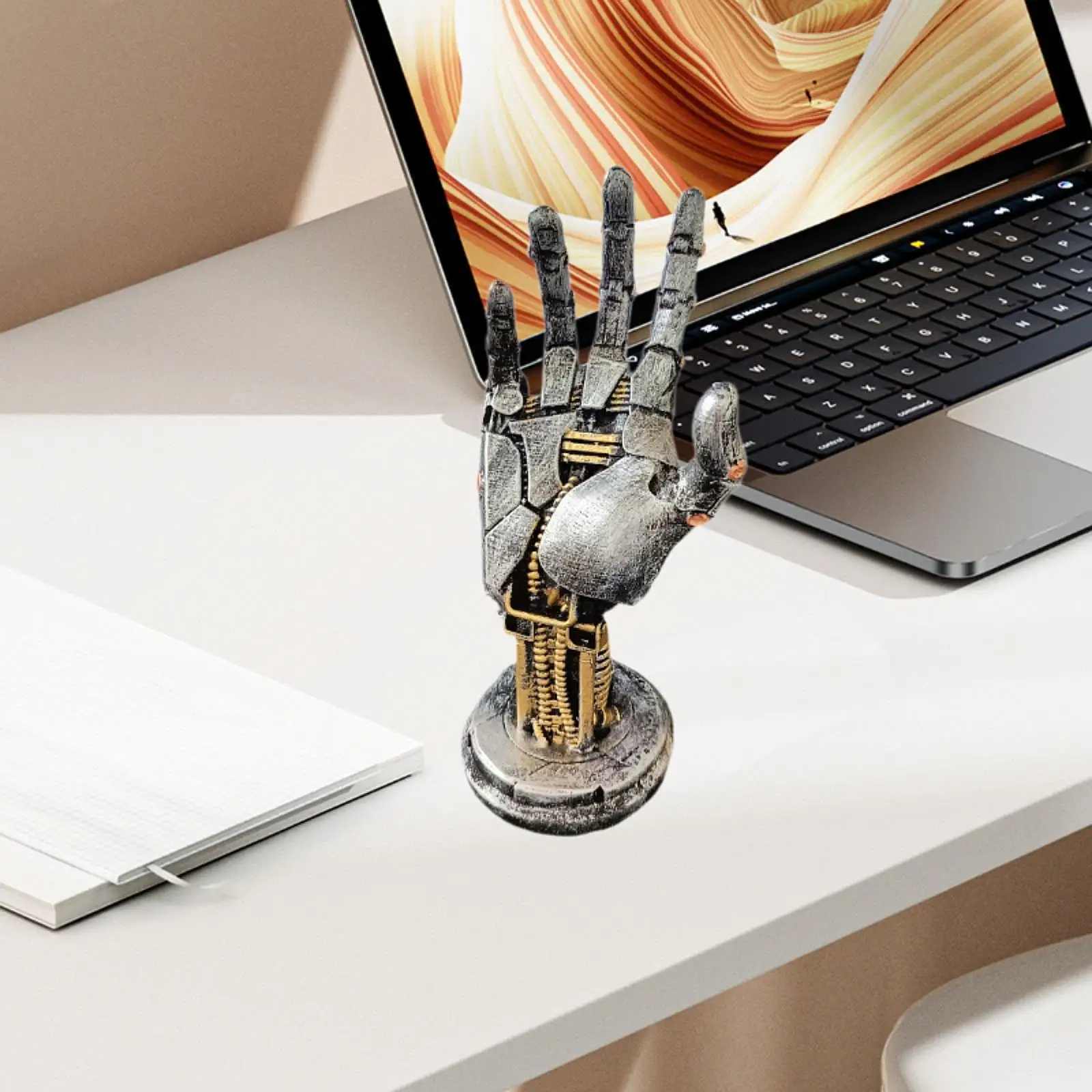 Robotic Hand Statue Resin Collectible Creative Game Controller Stand Support Holder for Office Cabinet Bedroom Fireplace Desk