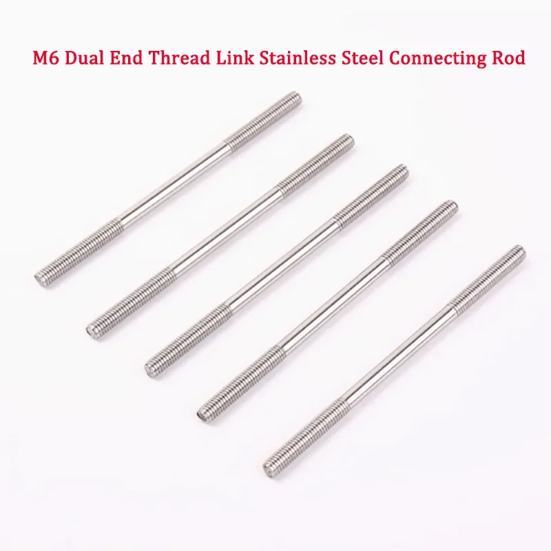 1pc M6 Connecting Rod Dual End 50mm Thread Link Rod 304 Stainless Steel Material for RC Boat Cars