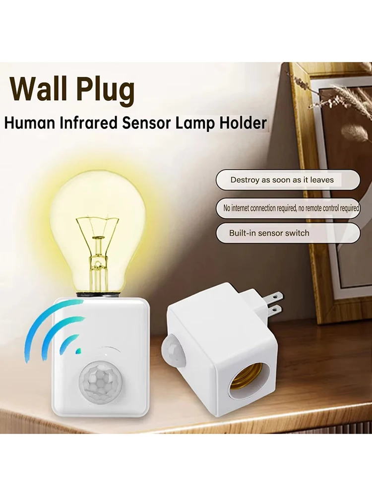 

Led Lamp Base with Motion Sensor PIR Human Induction Light Bulb Holder Socket Adapter Converter Adjustable Light Accessories