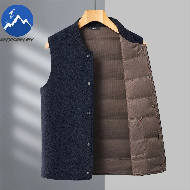 

Winter Wool Vest Men Thickened Working Cold Resistant Down Jacket Trendy Single Row Button Anti Pilling Warm Sleeveless Gilet