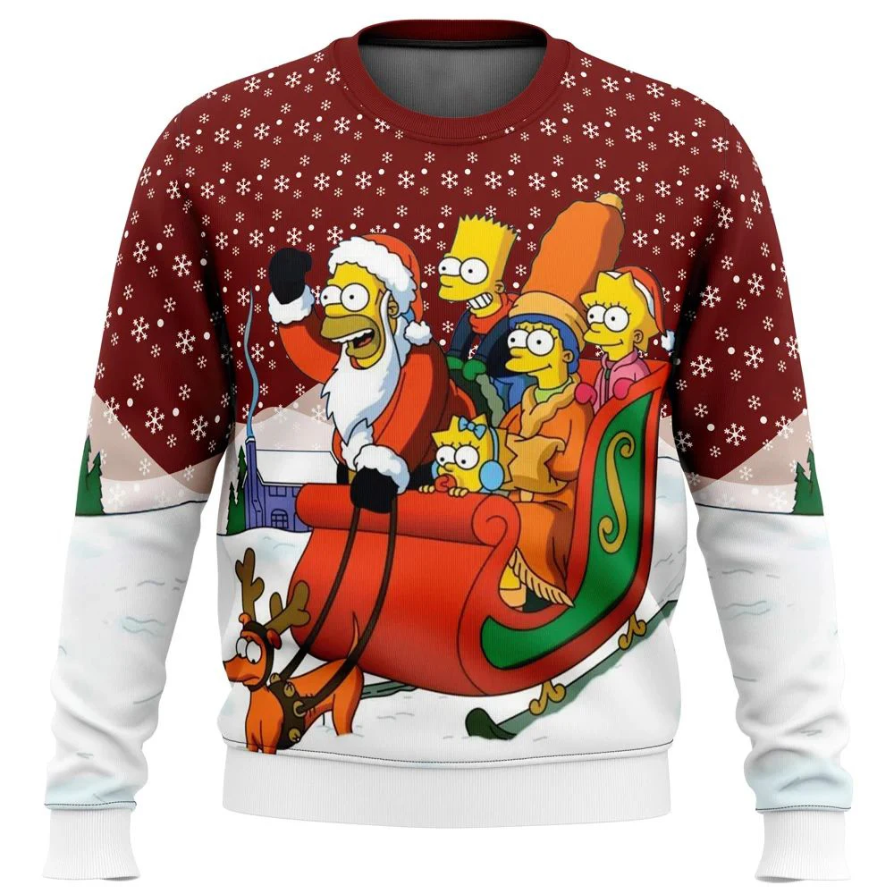 Homer Bush Meme Ugly Christmas Sweater Cartoon Anime Women Men Pullover Tops 2025 New Fashion Couple Hoodie Sweatshirt Clothes