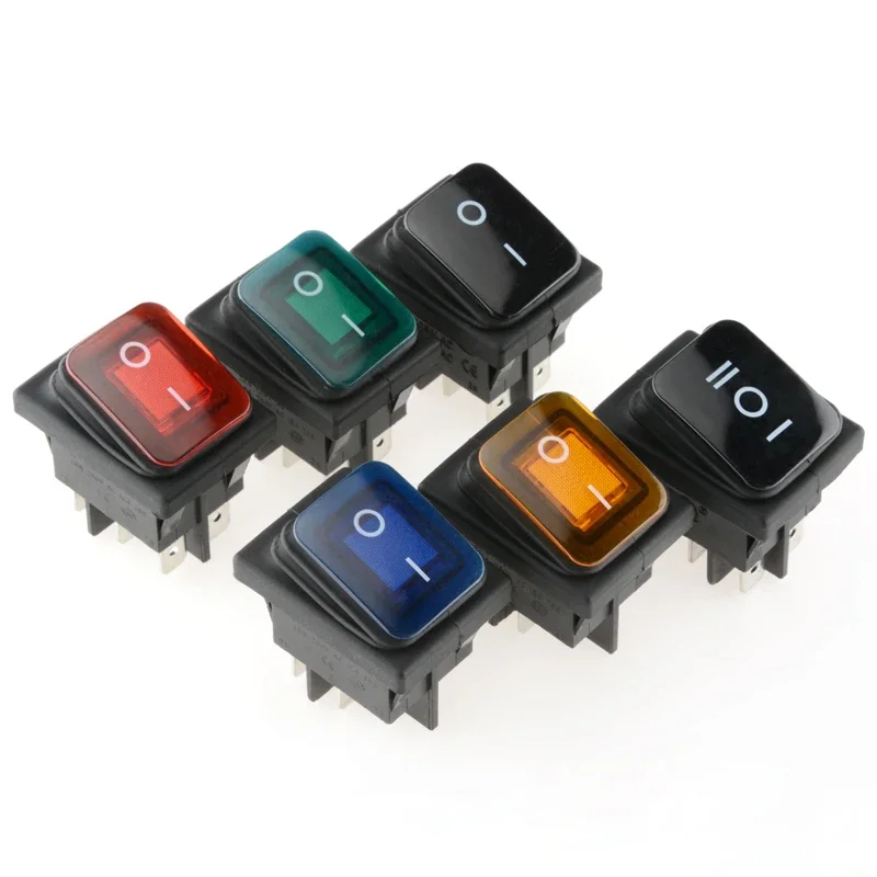 KCD4 on off 30A/250V  DPST IP67 Sealed Waterproof T85 Auto Boat Marine Toggle Rocker Switch with LED 125V 220V  Heavy Duty 4pin