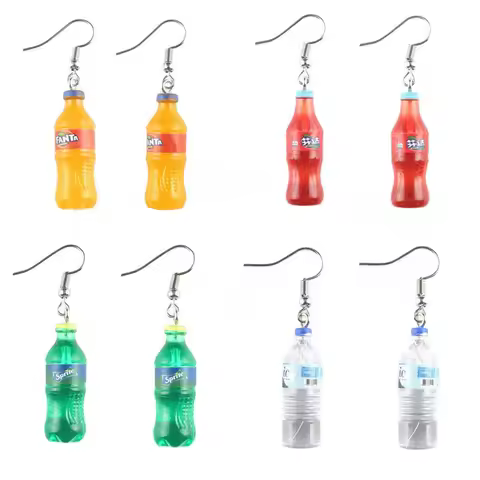 Earring for Women Creative Resin Cola Drink Bottle Pendant Funny Water Mineral Bottle Eardrop Girls Earrings Friendship Gift