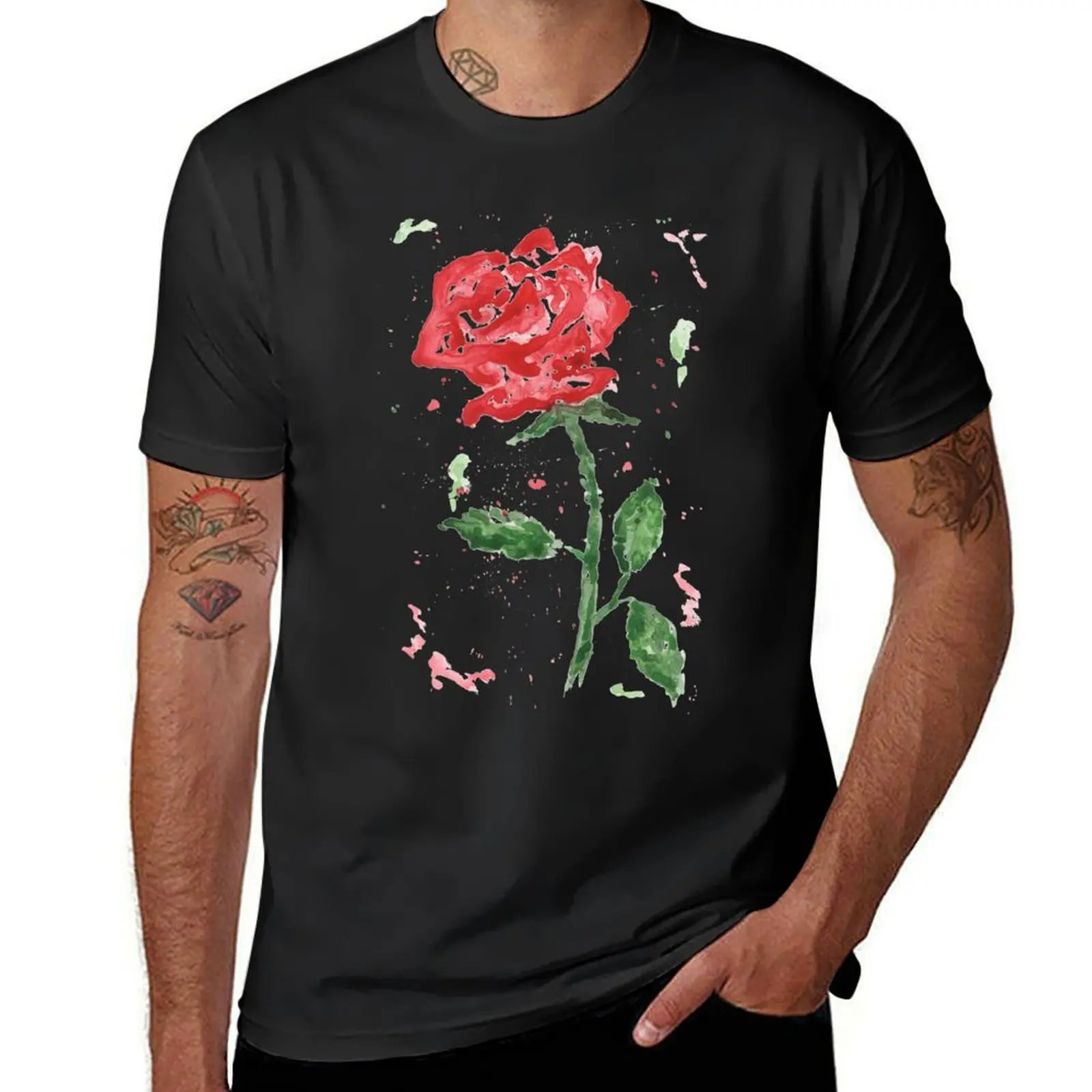 

Watercolor Rose T-Shirt clothes oversized t shirt Personalized t-shirt mens vintage t shirts