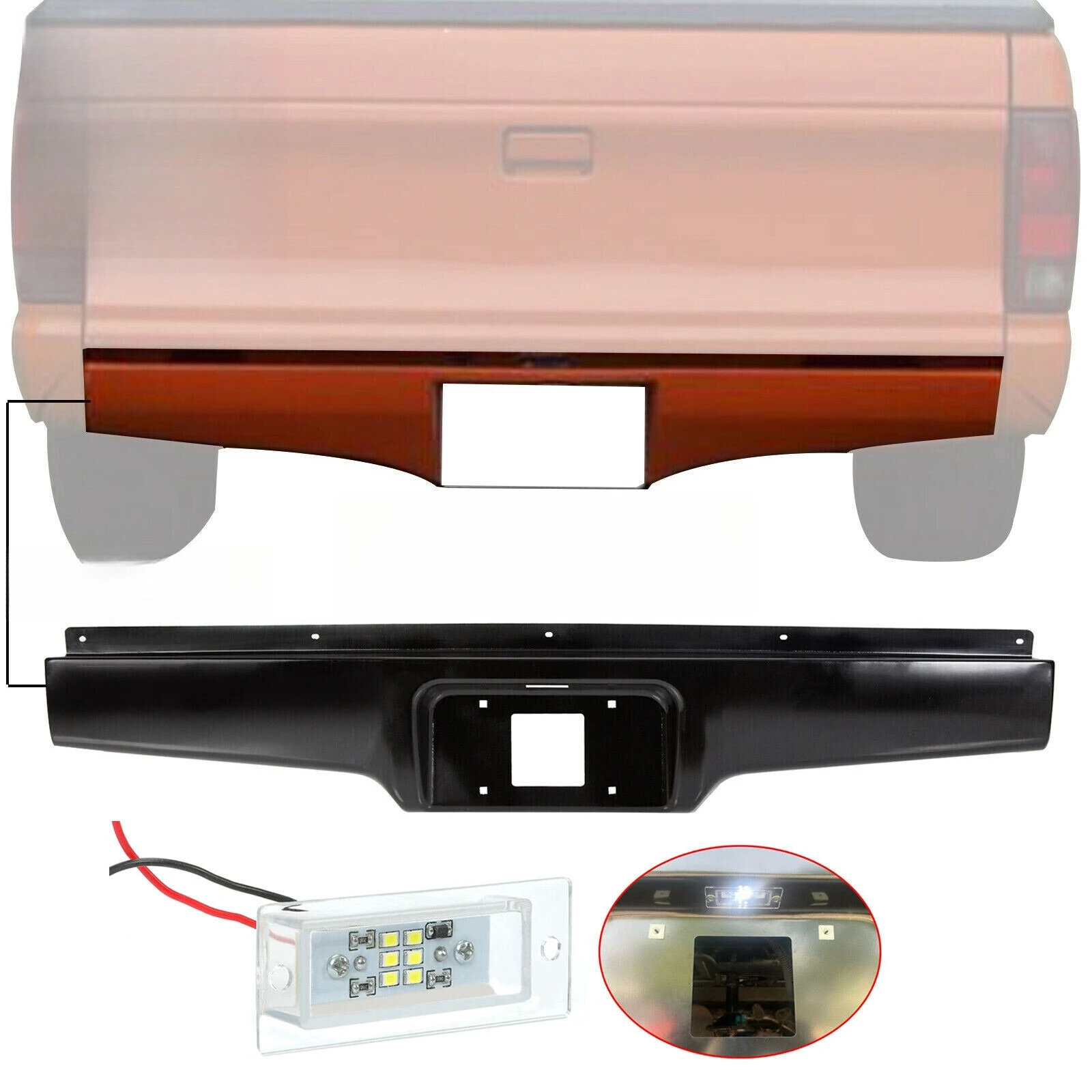 

Rear Steel Bumper Roll Pan w/Light For 1982-1993 Chevy S10 GMC S15 Sonoma Pickup