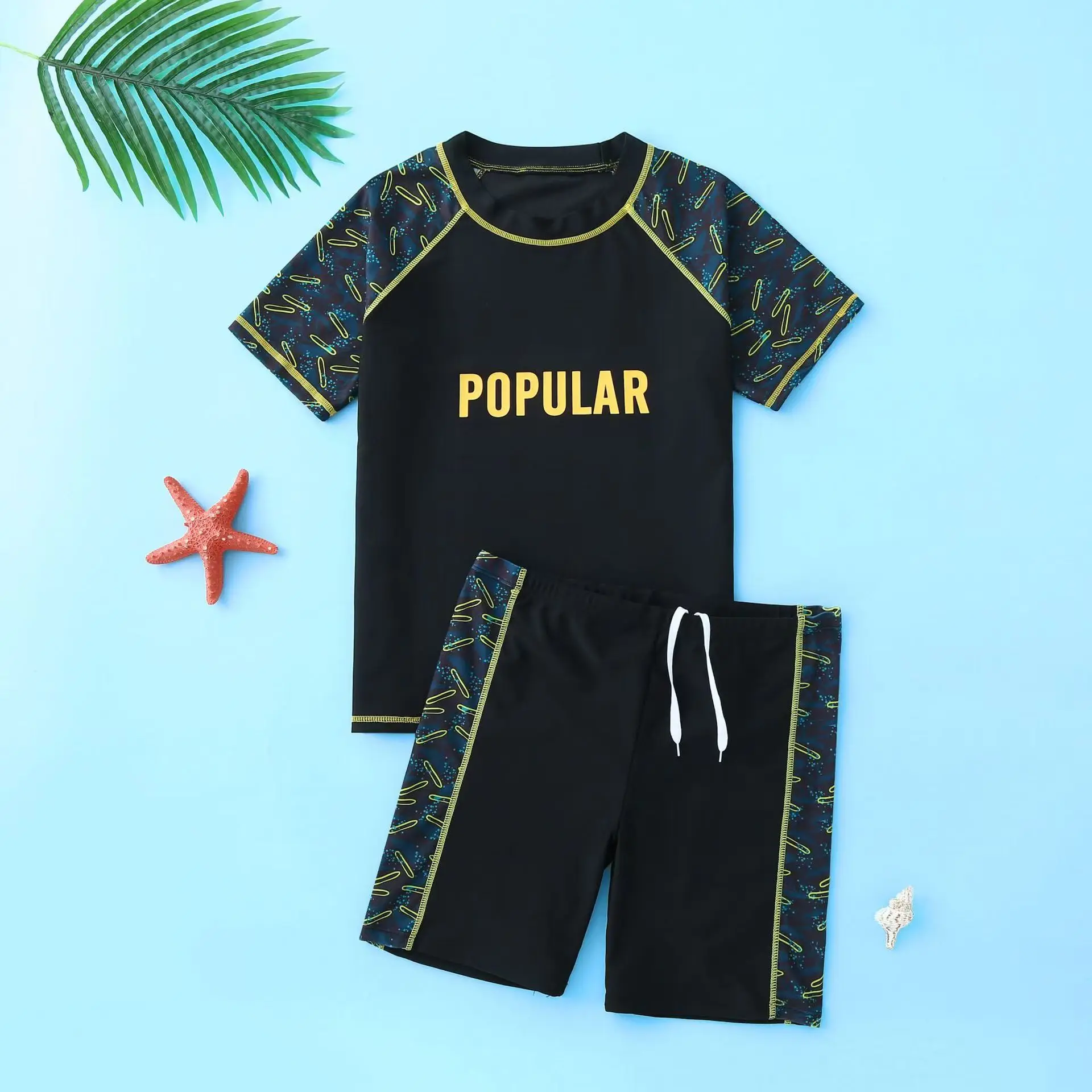 Children's Boys  Swimsuit   Baby Sun Protection Quick Drying Split Body Swimsuit Children's Cartoon Outfit