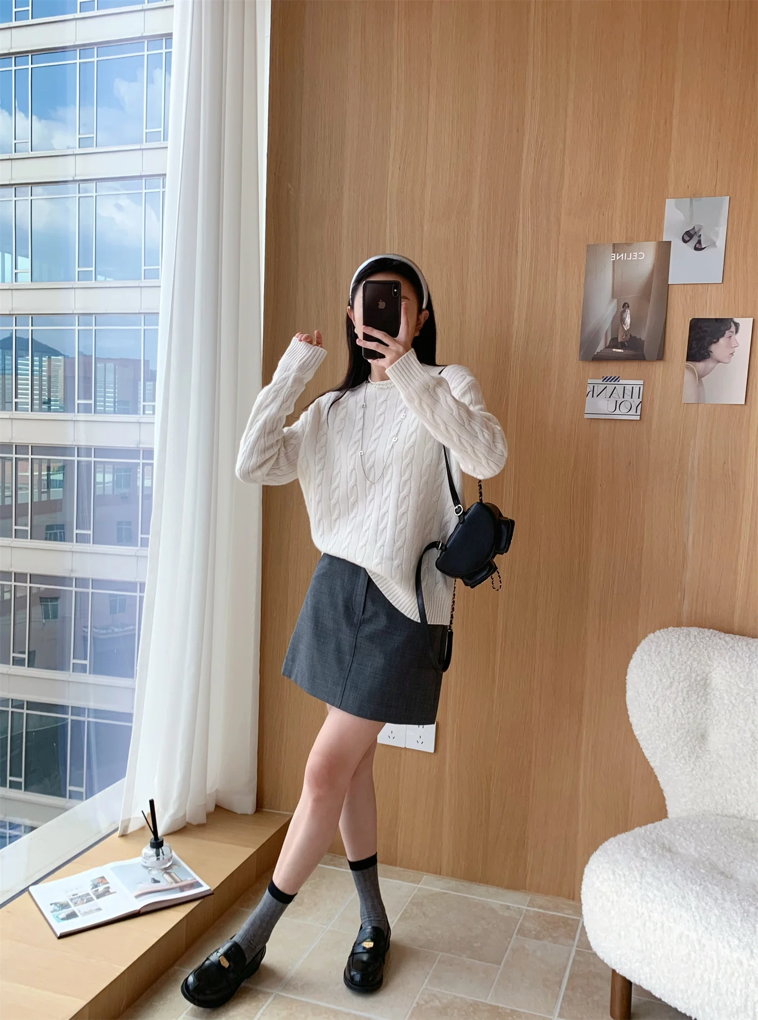 

Свободный вязаный свитер с вышивкой в виде витых цветов для женщин, повседневный, с длинными рукавами, круглым вырезом, топ