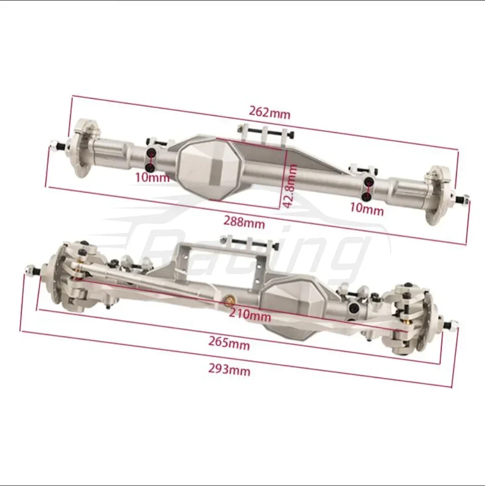 Metal Alloy Complete Front & Rear Straight Axle with Gears for Axial RBX10 Ryft 1/10 RC Cralwer Car Upgrade Parts