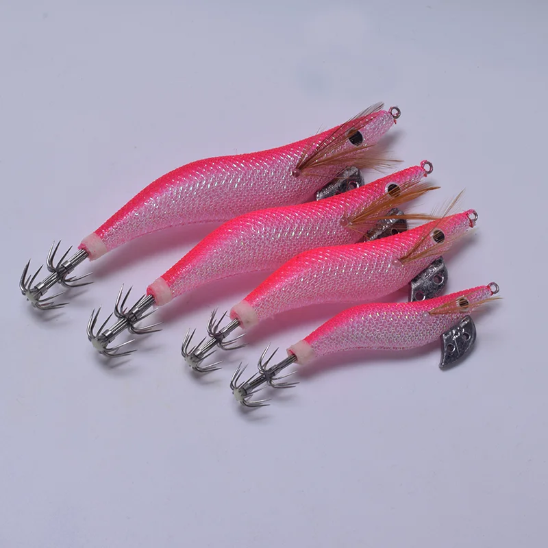 1 pc Luminous wood shrimp squid hook fluorescent fishing bait lure mock rocket squid strengthening hook  fishing accessories