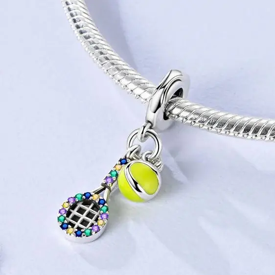 925 Sterling Silver Charms Beads Sports Series Basketball Football Badminton Yoga Boxing Pendant Fit Bracelet DIY Woman Jewelry view 3
