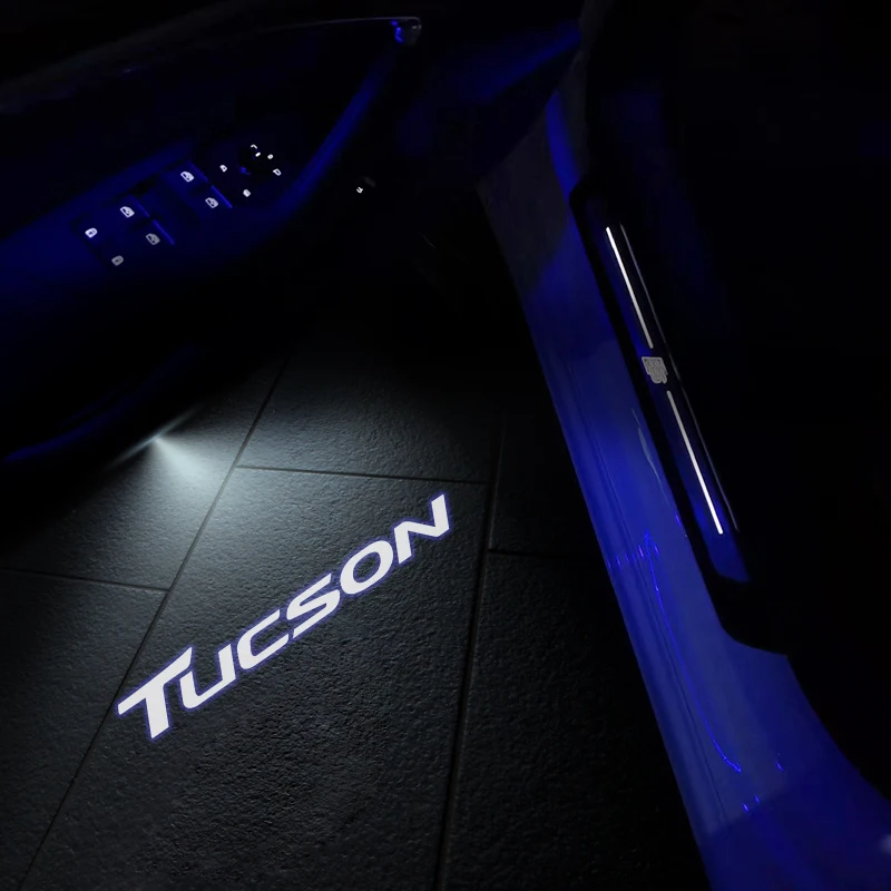 Luz LED con emblema para puerta de coche, proyector inalámbrico para Tucson 2016, 2017, 2018, 2019, 2020, 2021, 2022, 2023, 2 piezas