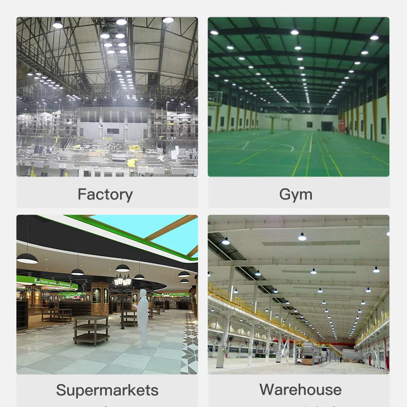 Illuminazione industriale a led per garage Apparecchi super luminosi Lampada da lavoro AC220V150W 200W Luci per baia alta Impermeabile Commerciale industriale