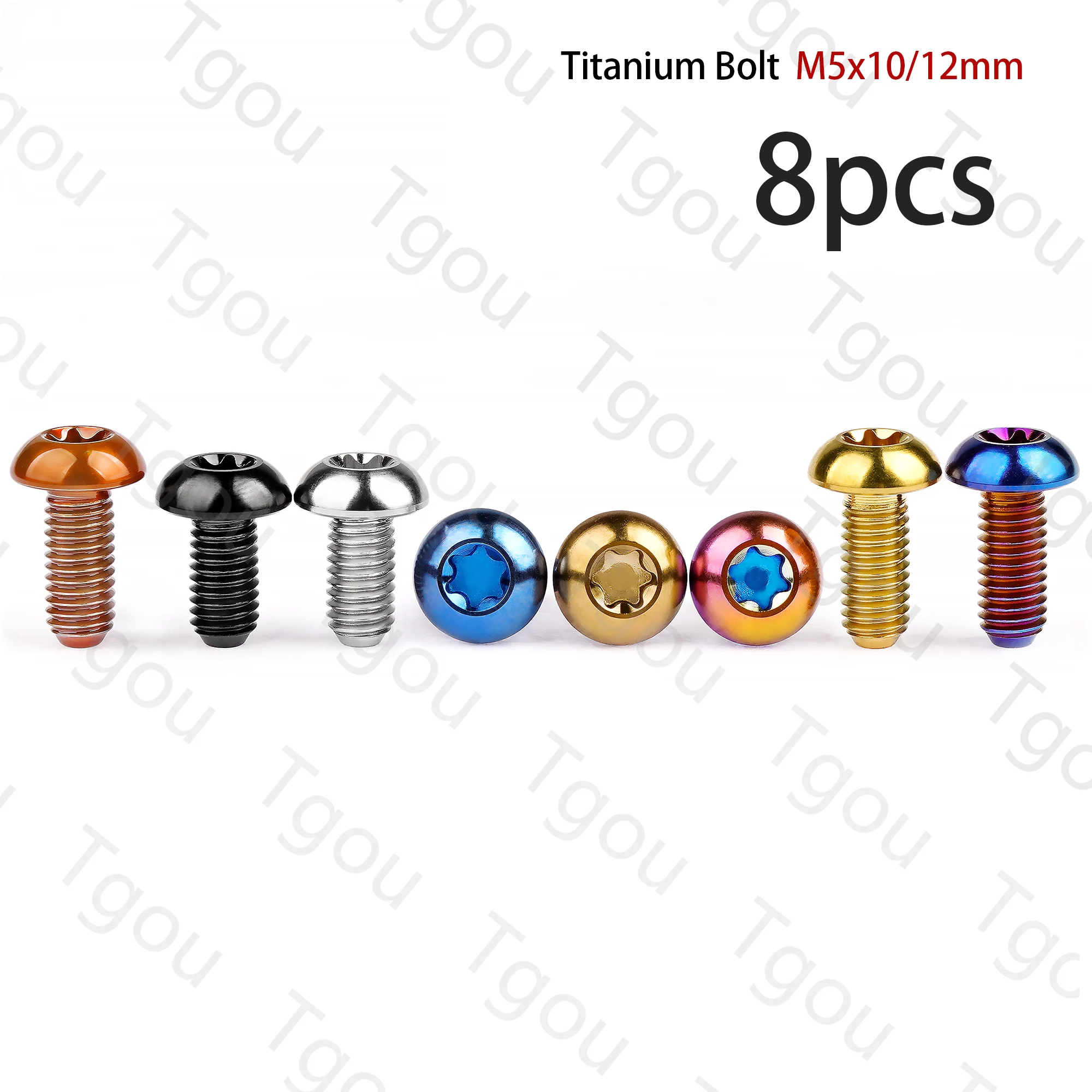 Tgou Titanium Bolt M5x10 12mm T25 Torx Head Screw for Disc Brake Rotors Mountain Bike 8pcs