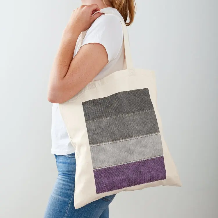 

Denim Textured Seamless Asexual Pride Flag Pattern Tote Bag canvas tote Eco bag cute pouch bag