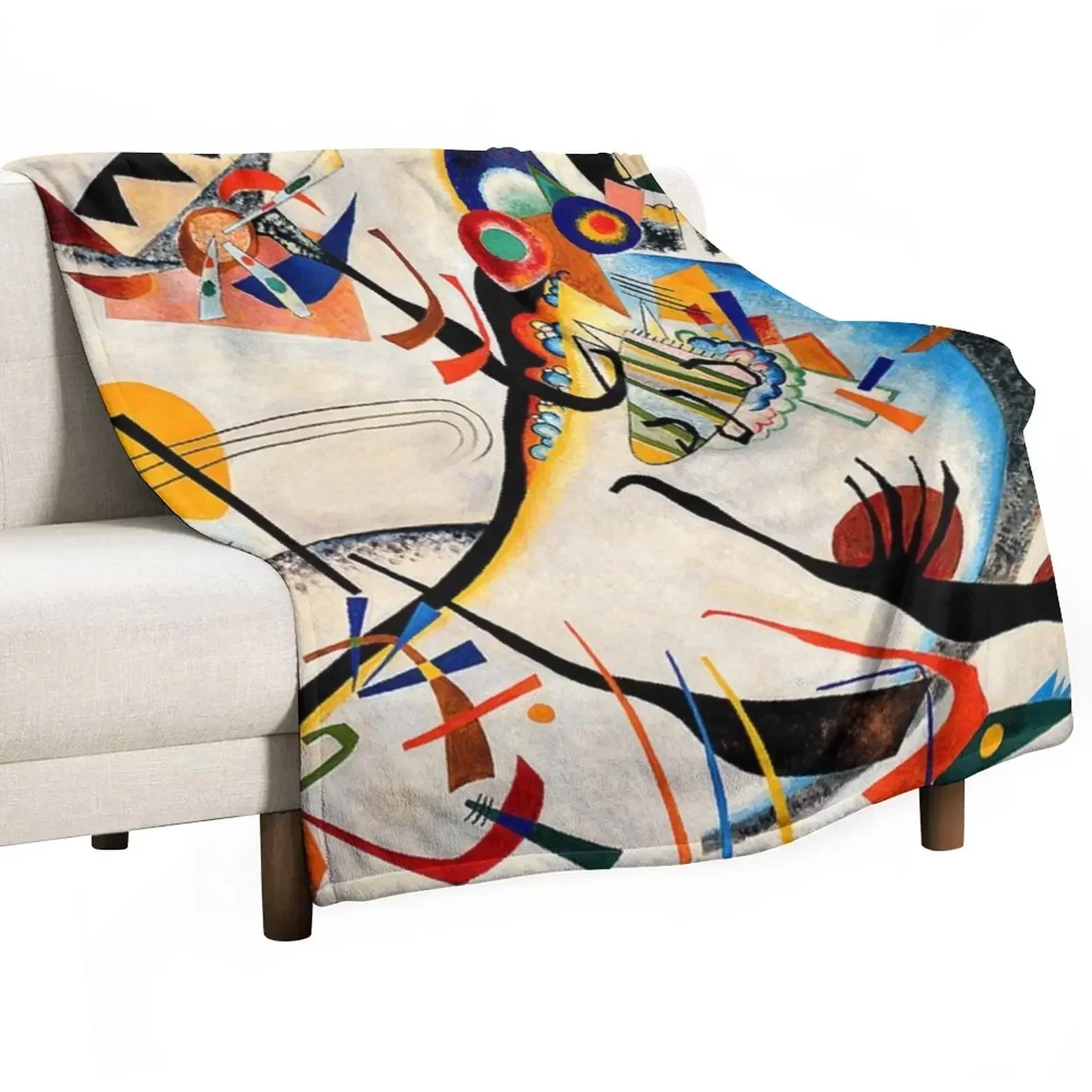 Kandinsky - Blue Segment, popular Kandinsky painting Throw Blanket Decorative Sofas Sofas Blankets