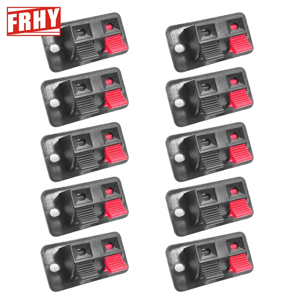 10 PCS Plastic 2/4 Pos Push-In Jacks, Spring Loaded Audio Speaker Terminals, Ideal for Breadboard & Amplifier Test Clips