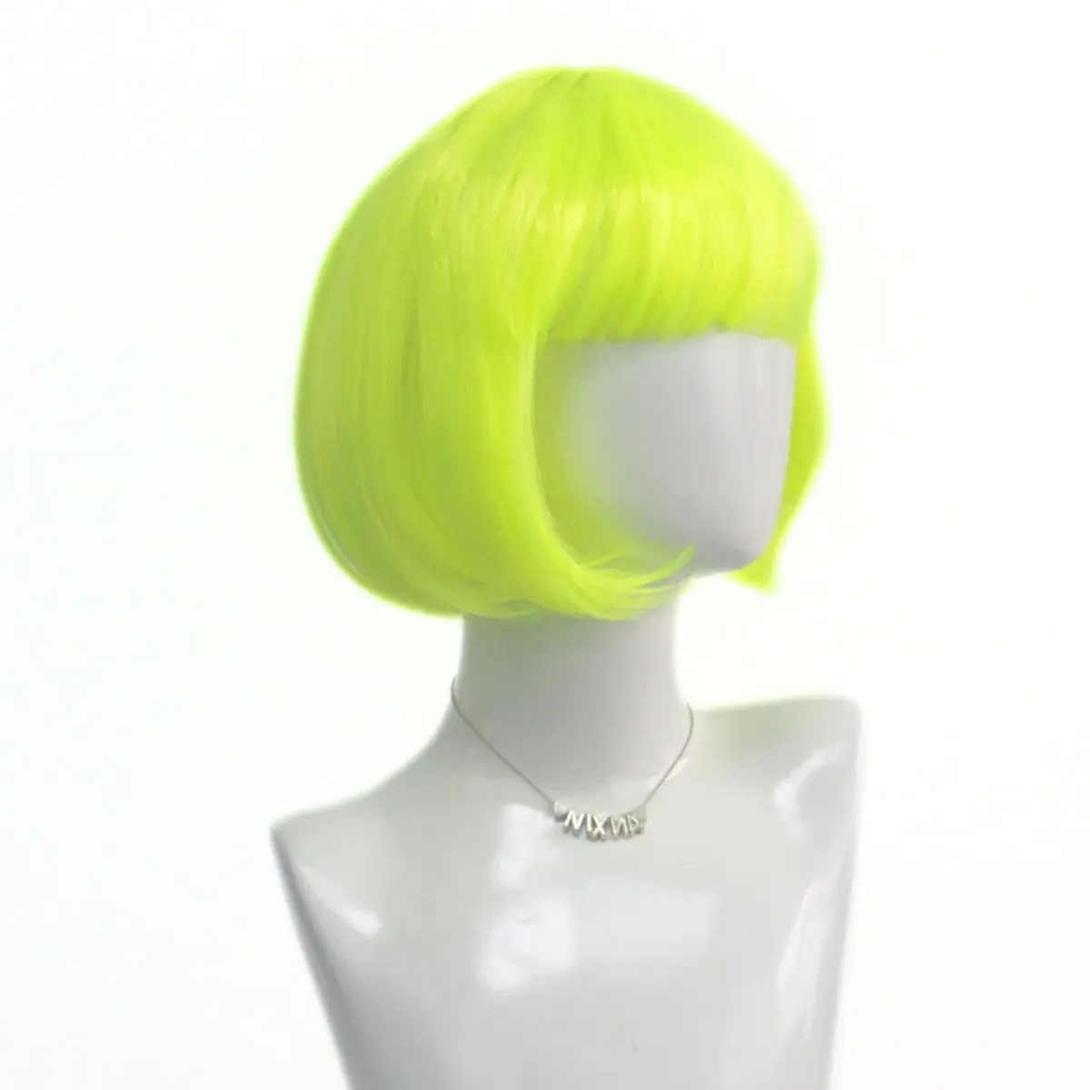 2024 Women's Fashion Classic Neon Green Short Straight Bob Wig with Bangs For Women Daily Use