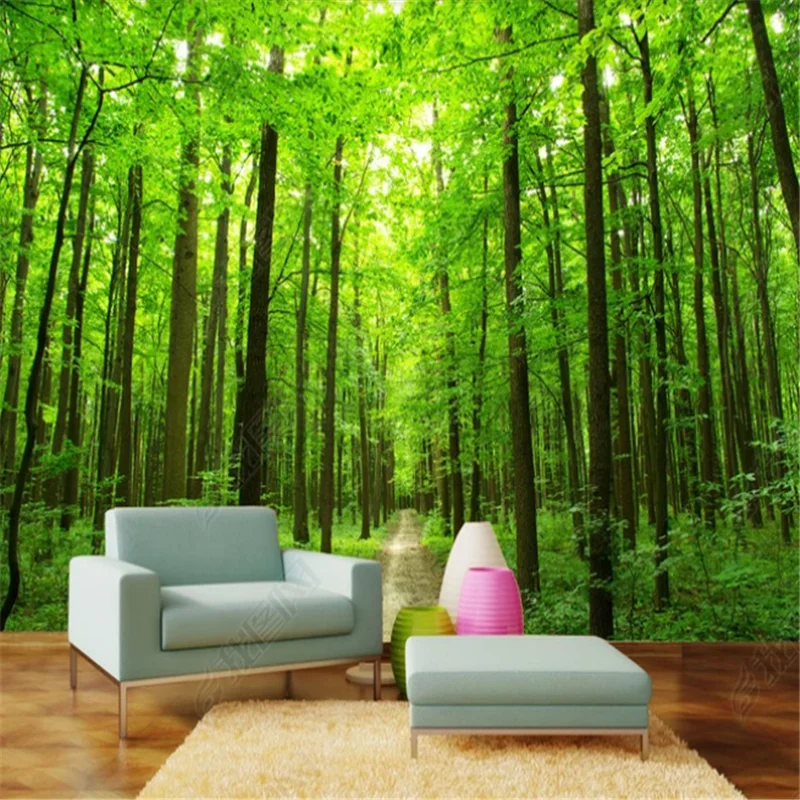 

Natural Scenery Murals Wallpaper 3D For Living Room Green Woods Forest TV Background Wall Paper Home Decor papel de parede 3d