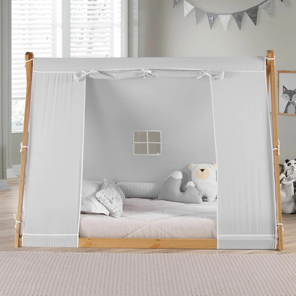 Nuova tenda P'kolino letto a due piani-struttura naturale o bianca, grigio, mobili per camera da letto per bambini (struttura naturale)