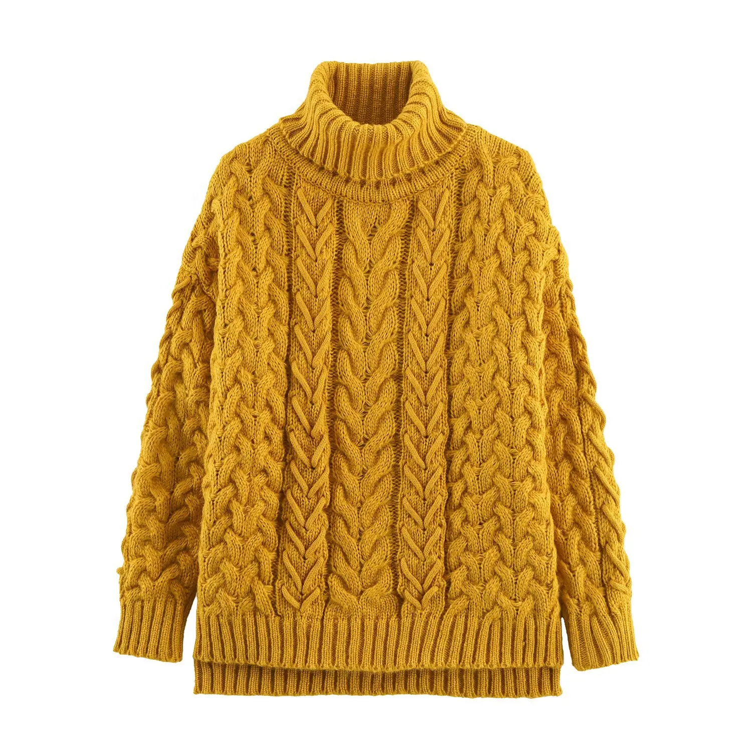 

Вязаный свитер ручной работы с высоким воротом и веревкой, осенний новый стиль, женский пуловер в европейском и американском стиле