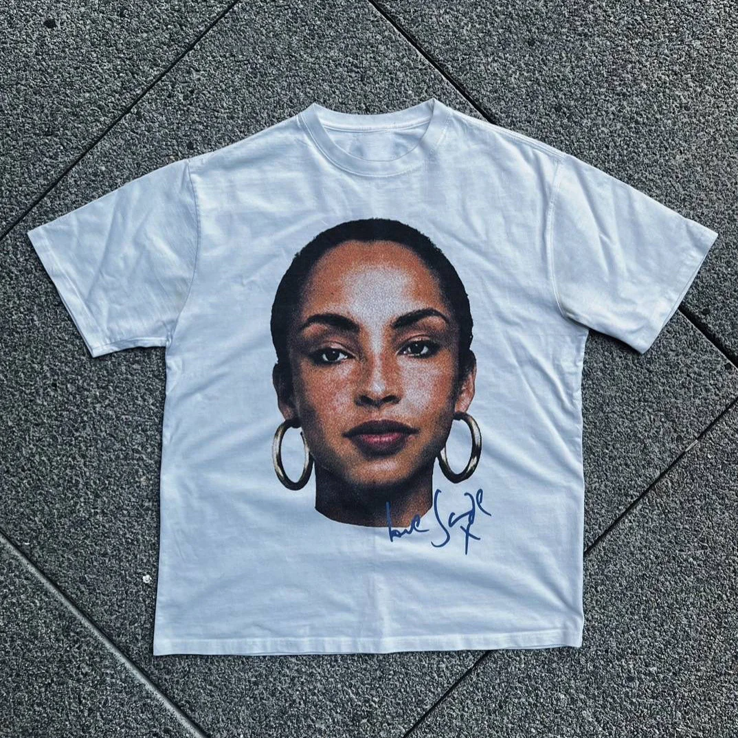 

Vintage 90's Sade Adu Shirt Sade Rap Hip Hop 90 Unisex Printed Tshirt S-3XL Graphic Short Sleeve Shirt Men Women Summer
