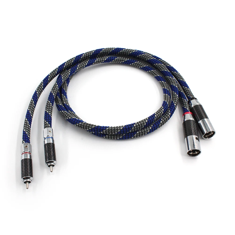 

Pair Silver-Platedr OFC XLR to RCA Audio Hifi Interconnect Cable with Carbon Fiber Plug