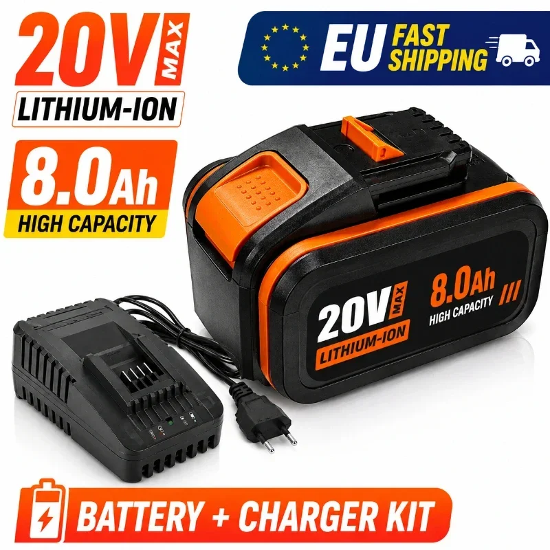 Batteria ricaricabile sostitutiva agli ioni di litio da 20V 8000mAh per Worx WA3551 WA3553 WX176 WX550 WX386 WX373 WX290 WX800 WU268 1005012592253024