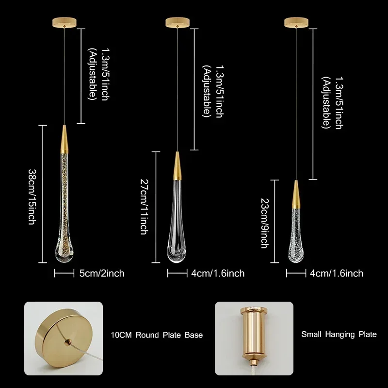 MYU TA クリスタル Led ペンダントライト寝室ダイニングルームバー水滴シャンデリア階段ランプ室内装飾吊りランプ