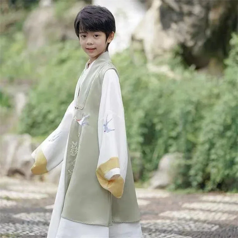 Hanfu chinesische Schwalbe Stickerei Kleid Bühne Outfit Baby Boy Tang Anzug Kinder altes traditionelles Kostüm