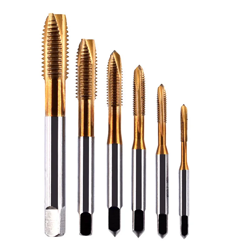 HSS Titanium Coating Screw Tap Drill Bit M2 M2.5 M3 M3.5 M4 M5 M6 M8 M10 M12 Metric Straight Flute Thread Tap Hand Tools