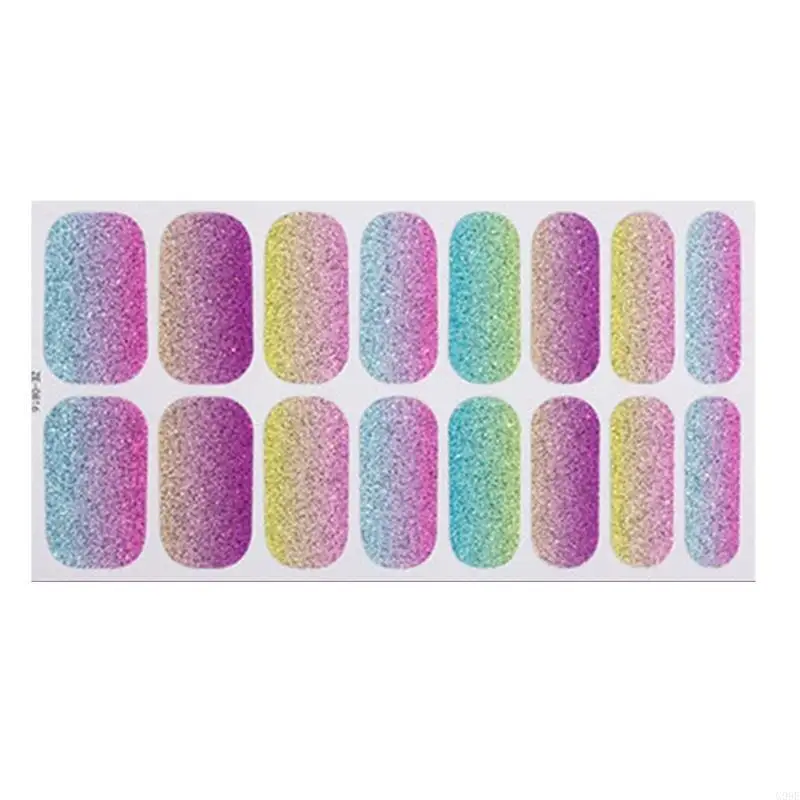 G99E French Tip Gels Strips Glittering Nails Polish Stickers Flower Sticker