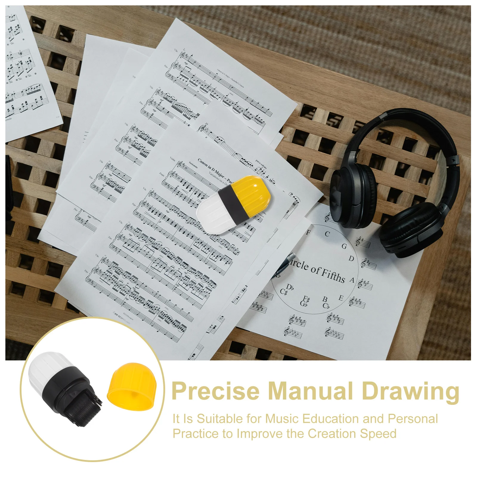 مزدوج الرأس الموسيقى الموظفين تدوين الأسطوانة ختم خمسة وستة خط الموظفين الذاتي التحبير خط ختم أداة لتعليم الموسيقى #2