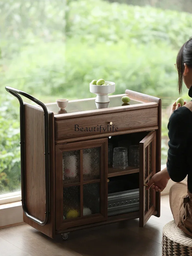 

Z.Retro Living Room Solid Wood Sofa Side Table Removable Coffee Table Side Cabinet Cabinet Side Cabinet