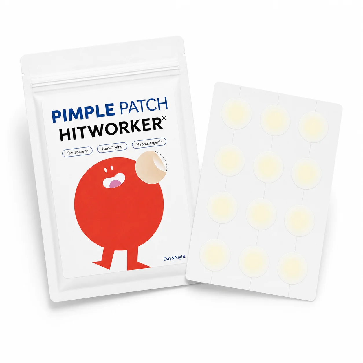 12PCS Pimple Cover Patches, Clear-Look Hydrocolloid Beauty Patches For Day And Night Use, Hemmed Style Easy Peel Spot Cover
