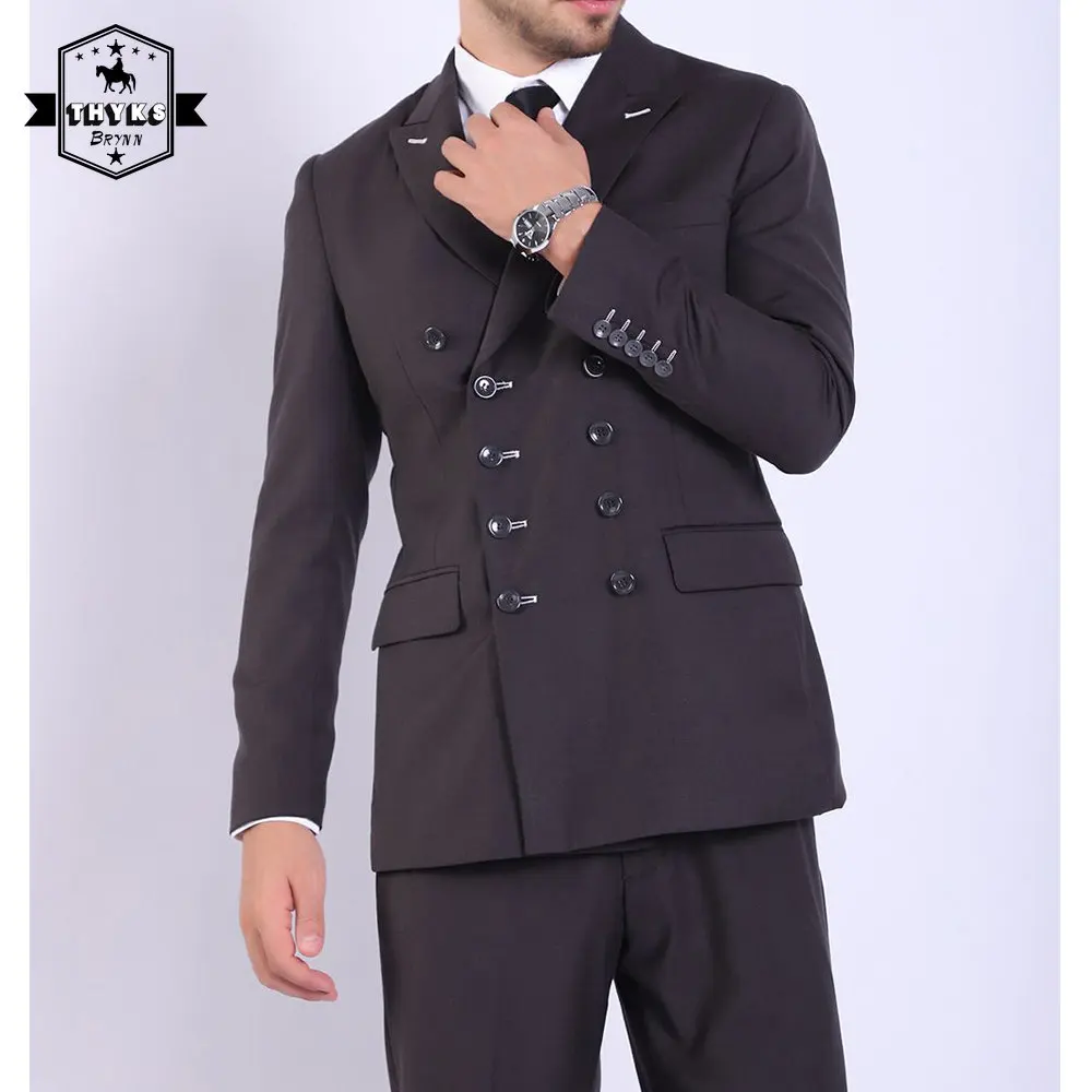 

Men Wedding Suit 2 Piece Set Slim Fit Elegant Formal Dresses Business Tuxedo Peak Lapel Double Breasted Blazer Groom Party Suits