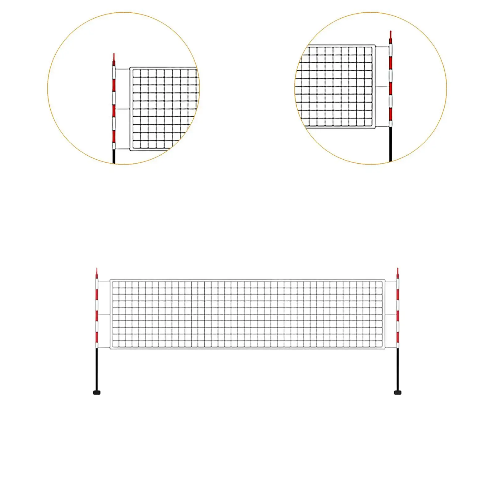 Outdoor Volleyball Net Portable Nylon Mesh Universal Sports Accessory for Beach Pool Lawn Park Backyard Volleyball Play