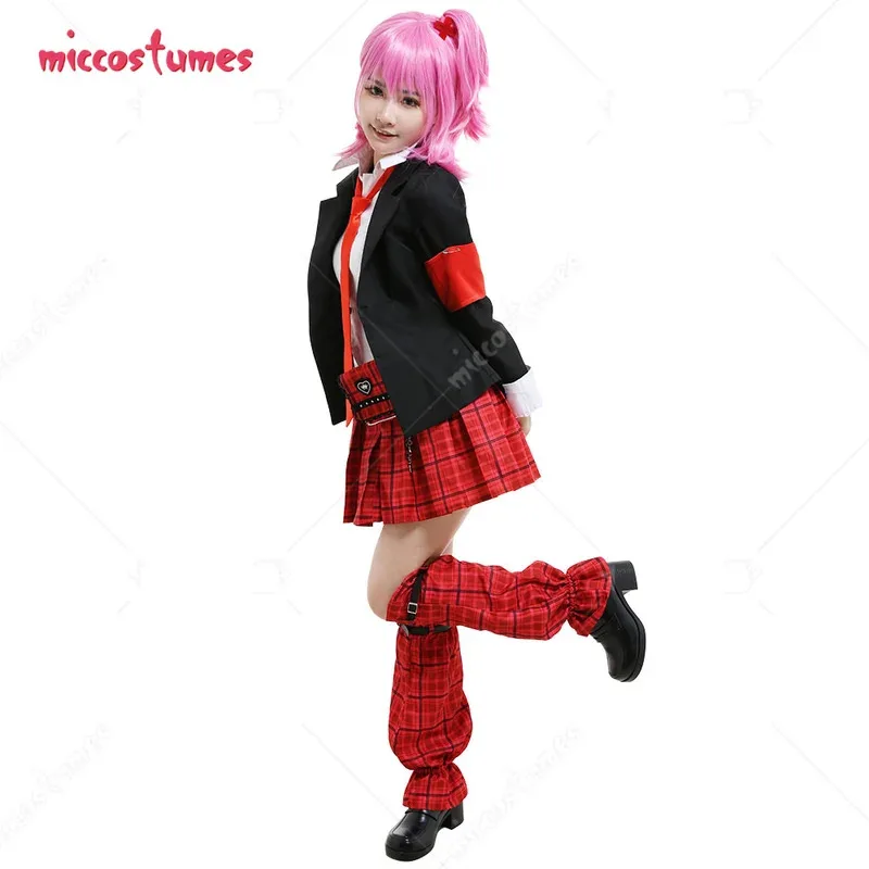 25COSWomen's JK Schlool موحدة مجموعة تأثيري حلي الزي مع حزام الخصر حقيبة الساق يغطي الذراع اكسسوارات التعادل أغطية الرأس